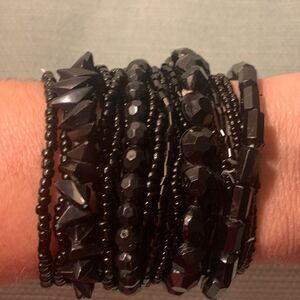 Black Beaded Bracelets 6" Wrist